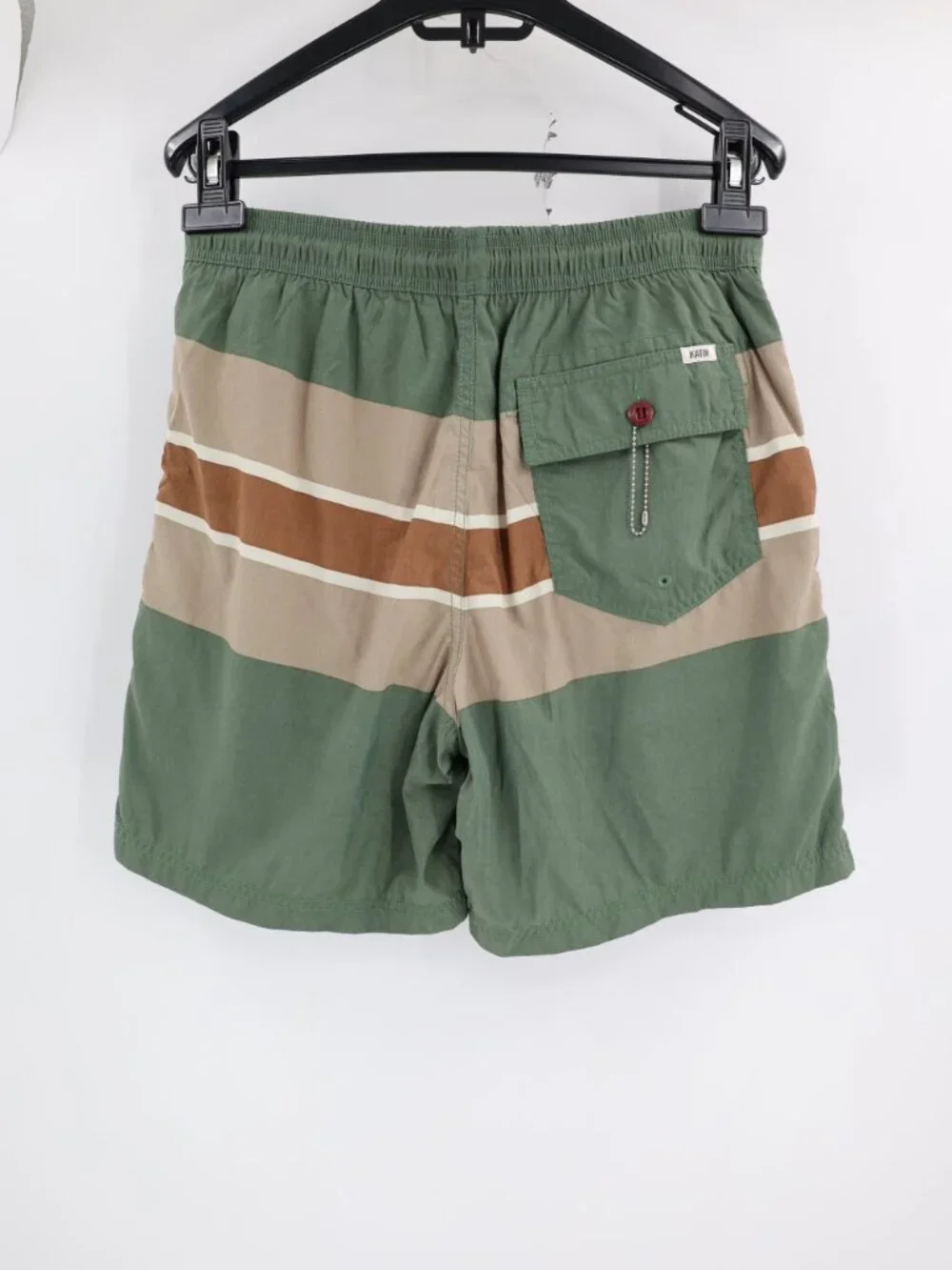 Katin Swim Trunks Mens Small Mesh Lined Striped Nylon Drawstring Elastic Waist